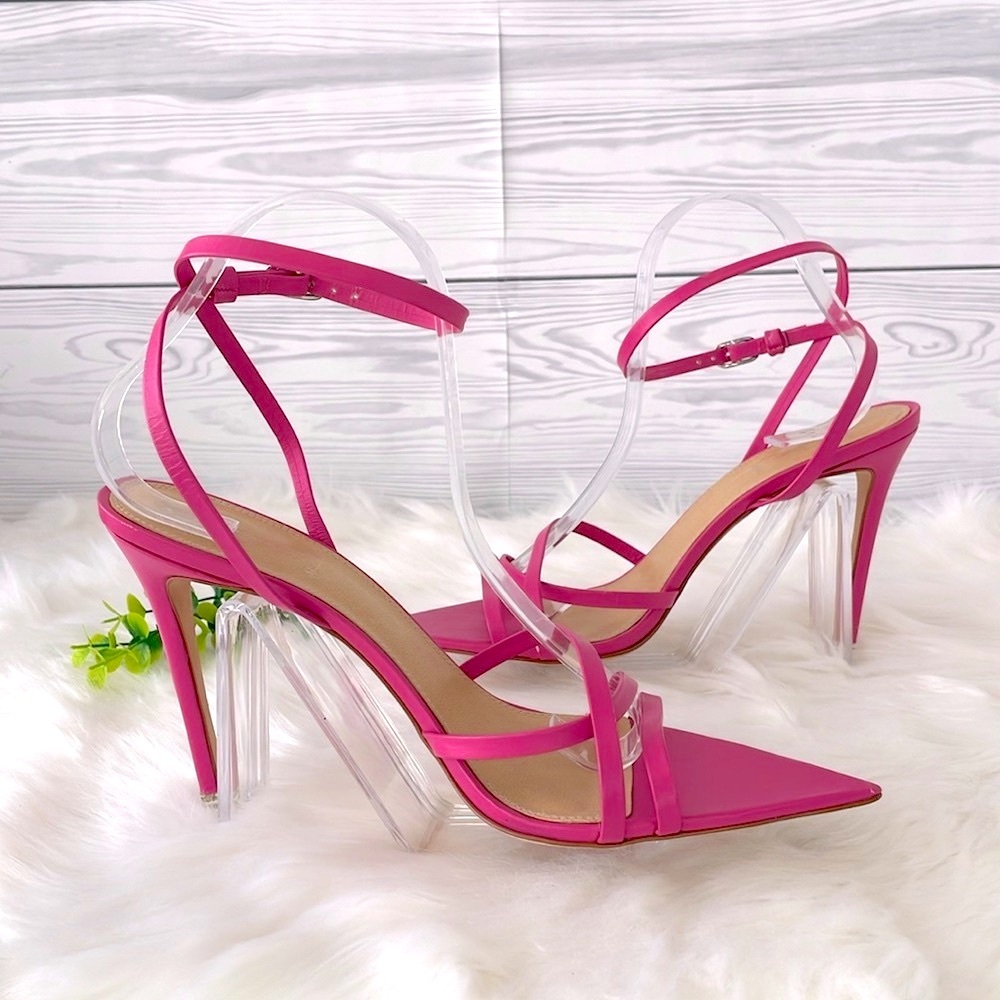 BLACK SUEDE STUDIO “Kris” Ankle Strap Sandal Heels‎